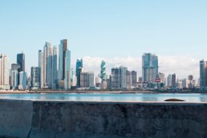 Panama City skyline viewed from the waterfront