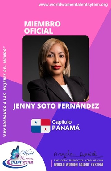 Jenny Soto Fernández official member card for World Women Talent System Panama Chapter